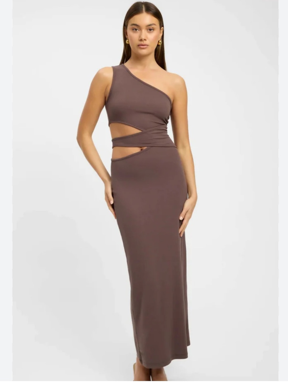 Kookai Faye one shoulder maxi dress in black